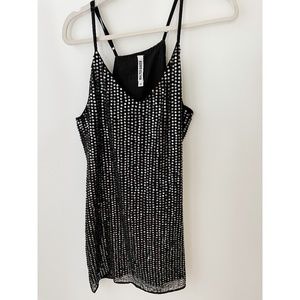 WALTER BAKER Black w/ silver sequined racerback mini dress 10